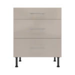 Pre Assembled Modern 700mm fitted kitchen 3 Drawer unit cashmere gloss