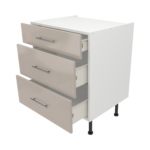 Pre Assembled Modern 700mm fitted kitchen 3 Drawer unit cashmere gloss