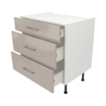 Pre Assembled Modern 800mm fitted kitchen 3 Drawer unit cashmere gloss