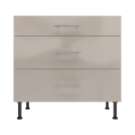 Pre Assembled Modern 900mm fitted kitchen 3 Drawer unit cashmere gloss