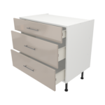 Pre Assembled Modern 900mm fitted kitchen 3 Drawer unit cashmere gloss