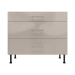 Pre Assembled Modern 1000mm fitted kitchen 3 Drawer unit cashmere gloss