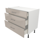 Pre Assembled Modern 1000mm fitted kitchen 3 Drawer unit cashmere gloss