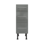 Pre Assembled Modern 300mm fitted kitchen 3 Drawer unit dust grey gloss