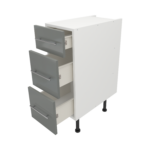 Pre Assembled Modern 300mm fitted kitchen 3 Drawer unit dust grey gloss