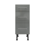 Pre Assembled Modern 350mm fitted kitchen 3 Drawer unit dust grey gloss