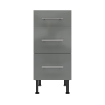 Pre Assembled Modern 400mm fitted kitchen 3 Drawer unit dust grey gloss