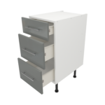 Pre Assembled Modern 400mm fitted kitchen 3 Drawer unit dust grey gloss