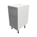 Pre Assembled Modern 400mm fitted kitchen 3 Drawer unit dust grey gloss