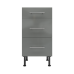 Pre Assembled Modern 450mm fitted kitchen 3 Drawer unit dust grey gloss