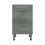 Pre Assembled Modern 500mm fitted kitchen 3 Drawer unit dust grey gloss