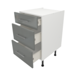 Pre Assembled Modern 500mm fitted kitchen 3 Drawer unit dust grey gloss