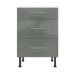 Pre Assembled Modern 600mm fitted kitchen 3 Drawer unit dust grey gloss