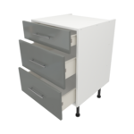 Pre Assembled Modern 600mm fitted kitchen 3 Drawer unit dust grey gloss