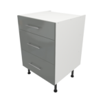 Pre Assembled Modern 600mm fitted kitchen 3 Drawer unit dust grey gloss