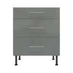 Pre Assembled Modern 700mm fitted kitchen 3 Drawer unit dust grey gloss