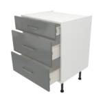 Pre Assembled Modern 700mm fitted kitchen 3 Drawer unit dust grey gloss
