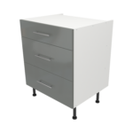 Pre Assembled Modern 700mm fitted kitchen 3 Drawer unit dust grey gloss