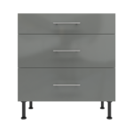 Pre Assembled Modern 800mm fitted kitchen 3 Drawer unit dust grey gloss