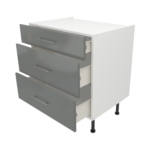 Pre Assembled Modern 800mm fitted kitchen 3 Drawer unit dust grey gloss