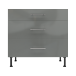 Pre Assembled Modern 900mm fitted kitchen 3 Drawer unit dust grey gloss