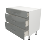 Pre Assembled Modern 900mm fitted kitchen 3 Drawer unit dust grey gloss
