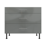 Pre Assembled Modern 1000mm fitted kitchen 3 Drawer unit dust grey gloss