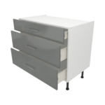 Pre Assembled Modern 1000mm fitted kitchen 3 Drawer unit dust grey gloss