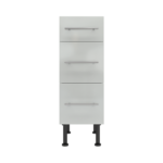 Pre Assembled Modern 300mm fitted kitchen 3 Drawer unit light grey gloss