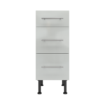 Pre Assembled Modern 350mm fitted kitchen 3 Drawer unit light grey gloss
