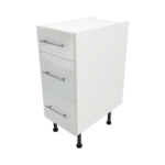 Pre Assembled Modern 350mm fitted kitchen 3 Drawer unit light grey gloss