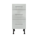 Pre Assembled Modern 400mm fitted kitchen 3 Drawer unit light grey gloss