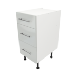 Pre Assembled Modern 400mm fitted kitchen 3 Drawer unit light grey gloss