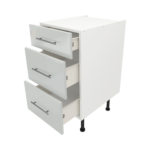 Pre Assembled Modern 450mm fitted kitchen 3 Drawer unit light grey gloss