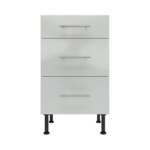 Pre Assembled Modern 500mm fitted kitchen 3 Drawer unit light grey gloss