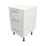 Pre Assembled Modern 500mm fitted kitchen 3 Drawer unit light grey gloss