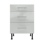 Pre Assembled Modern 600mm fitted kitchen 3 Drawer unit light grey gloss