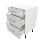 Pre Assembled Modern 600mm fitted kitchen 3 Drawer unit light grey gloss
