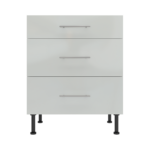 Pre Assembled Modern 700mm fitted kitchen 3 Drawer unit light grey gloss