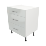 Pre Assembled Modern 700mm fitted kitchen 3 Drawer unit light grey gloss