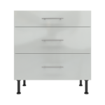 Pre Assembled Modern 800mm fitted kitchen 3 Drawer unit light grey gloss