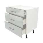 Pre Assembled Modern 800mm fitted kitchen 3 Drawer unit light grey gloss