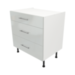 Pre Assembled Modern 800mm fitted kitchen 3 Drawer unit light grey gloss