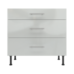 Pre Assembled Modern 900mm fitted kitchen 3 Drawer unit light grey gloss