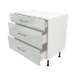 Pre Assembled Modern 900mm fitted kitchen 3 Drawer unit light grey gloss