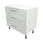 Pre Assembled Modern 900mm fitted kitchen 3 Drawer unit light grey gloss
