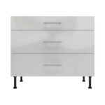 Pre Assembled Modern 1000mm fitted kitchen 3 Drawer unit light grey gloss