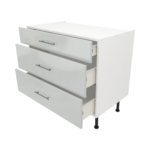 Pre Assembled Modern 1000mm fitted kitchen 3 Drawer unit light grey gloss