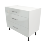 Pre Assembled Modern 1000mm fitted kitchen 3 Drawer unit light grey gloss