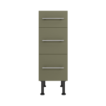 Pre Assembled Modern 300mm fitted kitchen 3 Drawer unit matt agave green